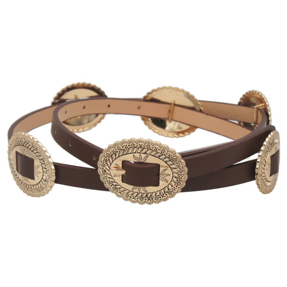 Concho Links Western Skinny Belt