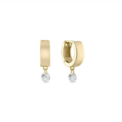 Pierced Dangle CZ Diamond Wide Huggies