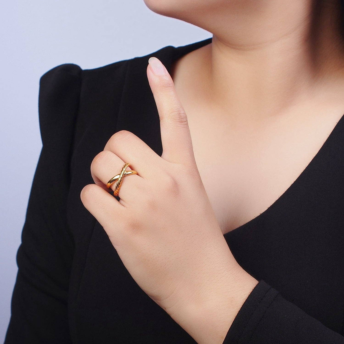 Adjustable 24K Gold Filled Double Band Ring