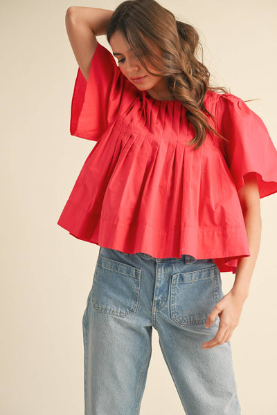 Pleated Baby Doll Top