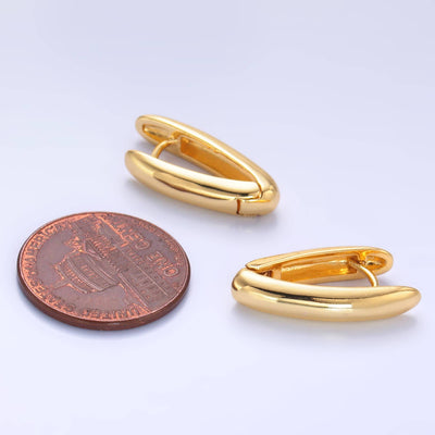 Minimalist Gold Filled Oblong Huggie Earrings