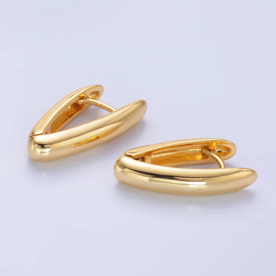 Minimalist Gold Filled Oblong Huggie Earrings