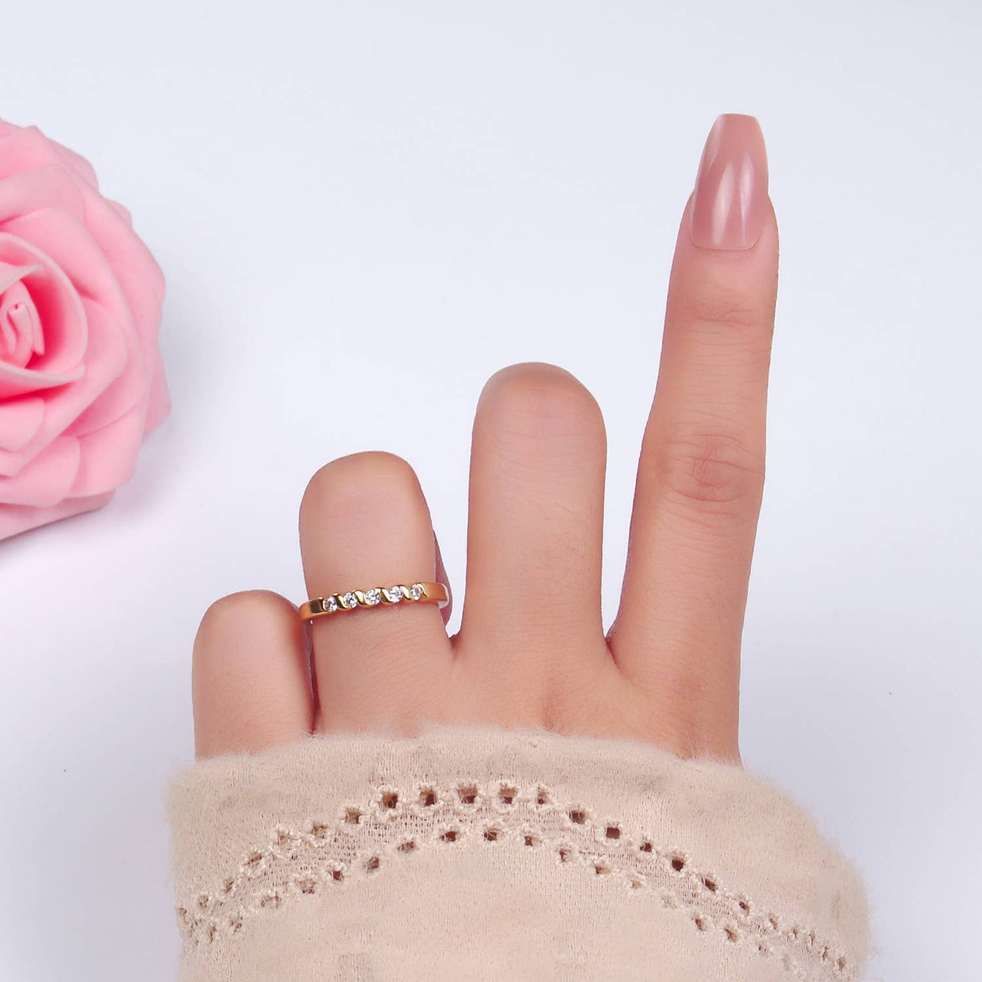 16K Gold Filled CZ Adjustable Minimalist Twisted Ring