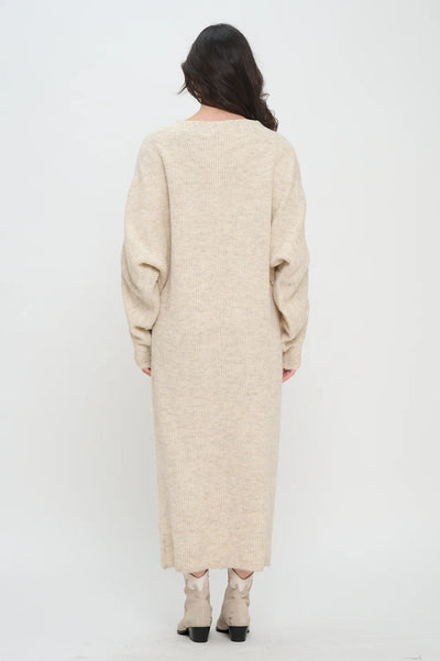 Cozy V-Neck Sweater Dress