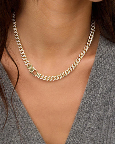 Pave Julian Cuban Chain Necklace 16" | Melinda Maria