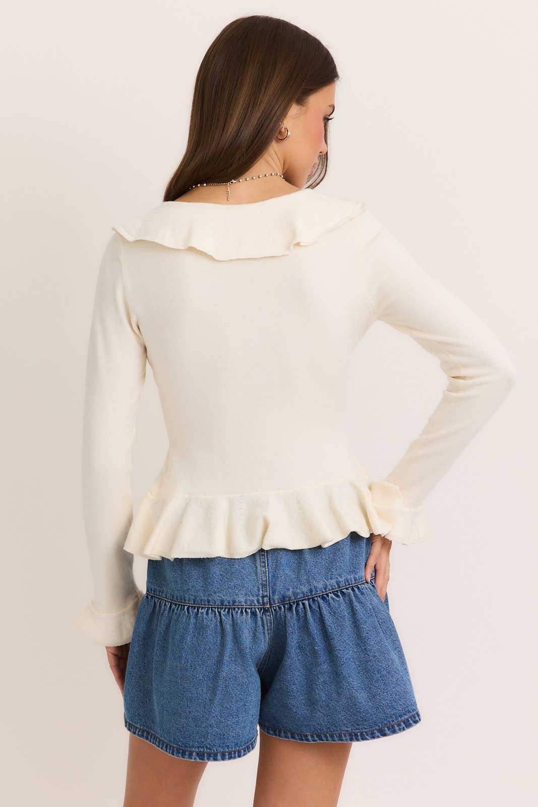 V-Neck Ruffled Sweater