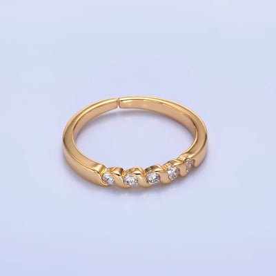 16K Gold Filled CZ Adjustable Minimalist Twisted Ring