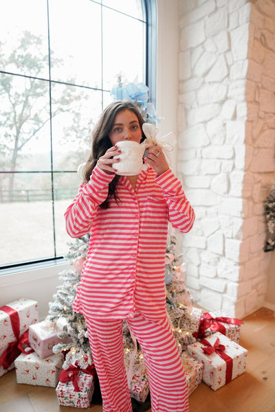 Pink & Red Stripes Pajama Set