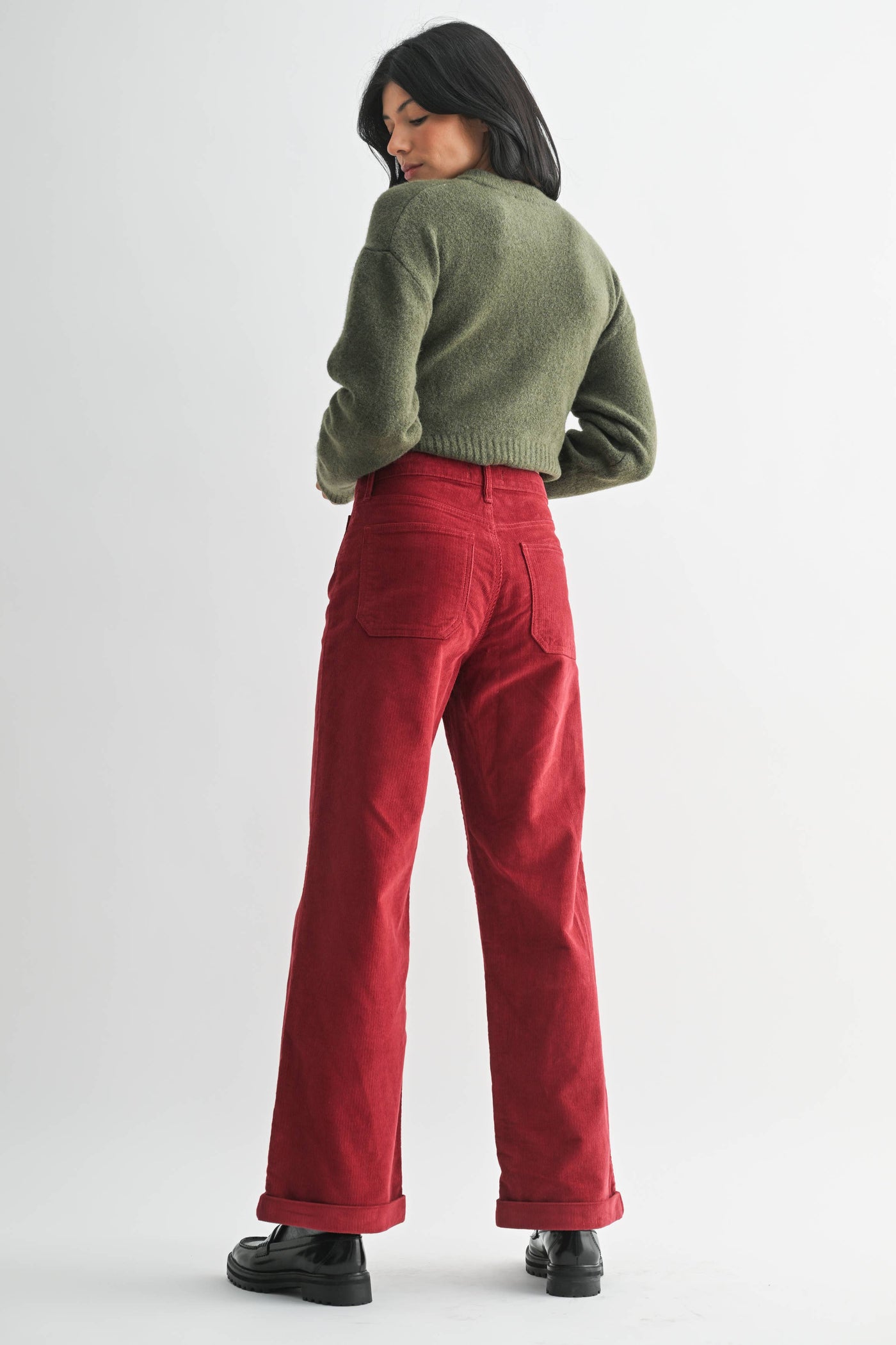 Corduroy Patch Pocket Wide Leg Pant