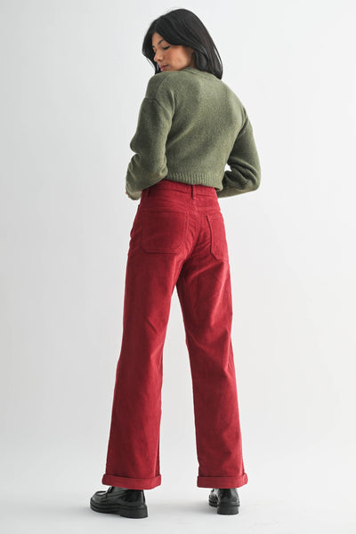Corduroy Patch Pocket Wide Leg Pant