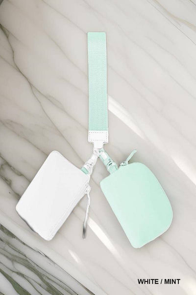 Dual Pouch Wristlet Keychain Wallet