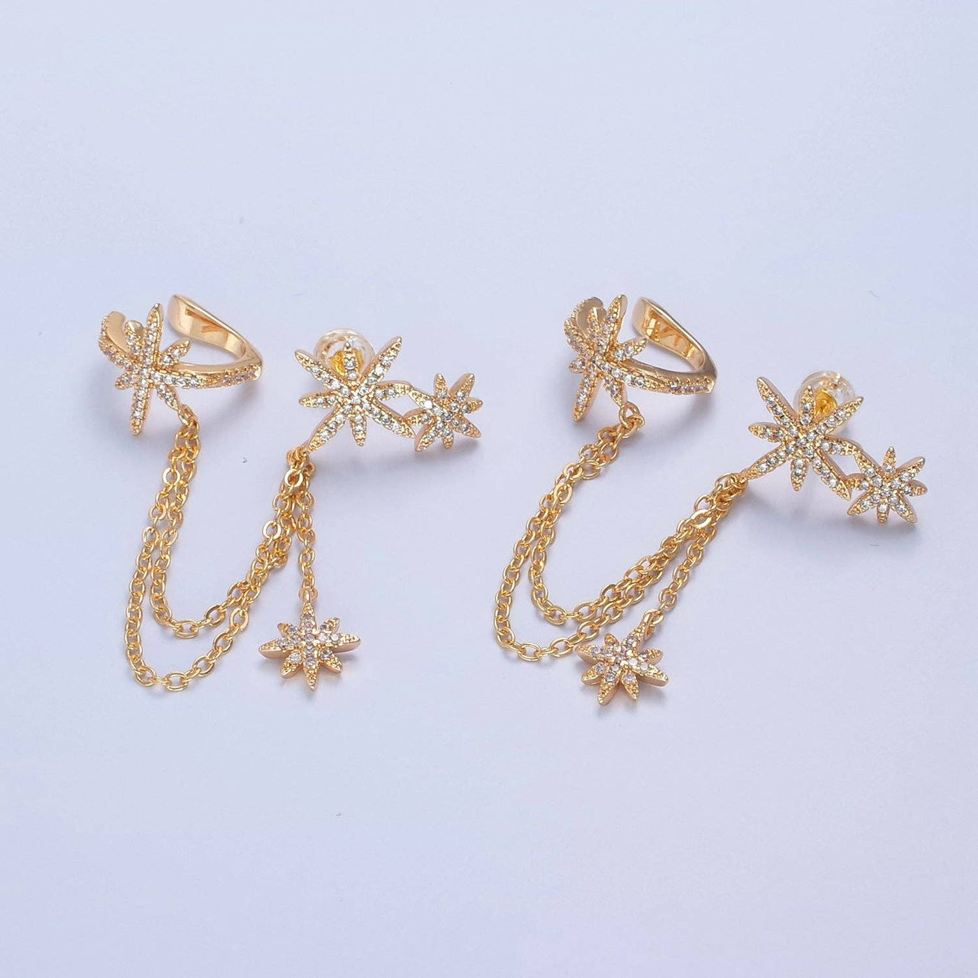 1 pair Gold Filled Statement North Star Stud Earring with Ea