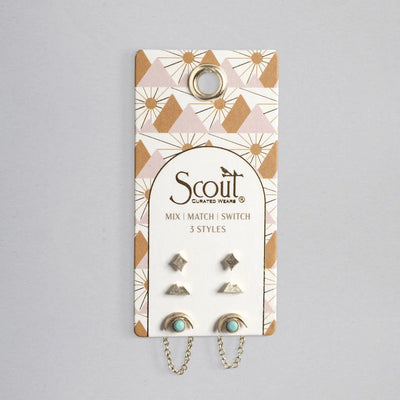 Stud Trio & Ear Jacket Set