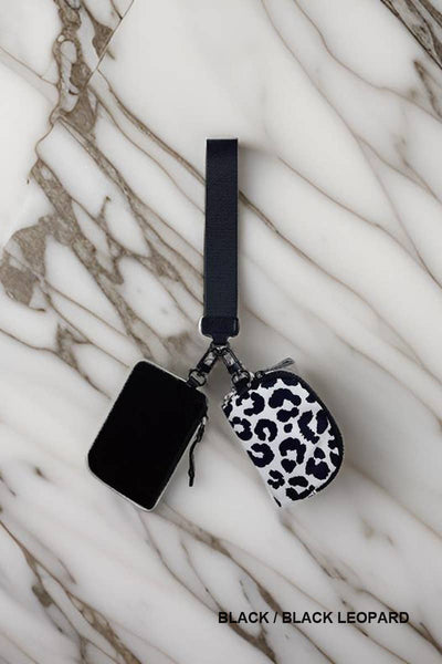 Dual Pouch Wristlet Keychain Wallet