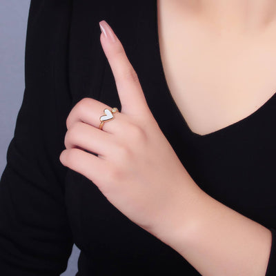 Adjustable Dainty White Gold Heart Ring