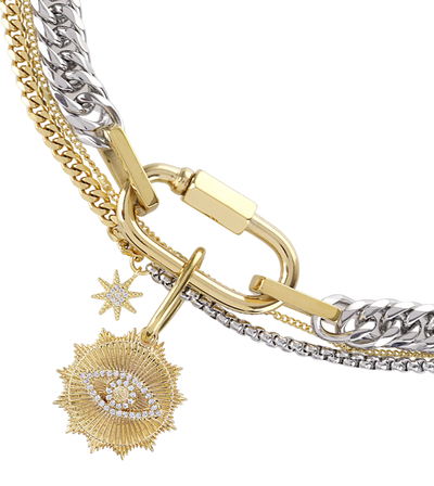  Evil Eye Carabiner Charm Necklace