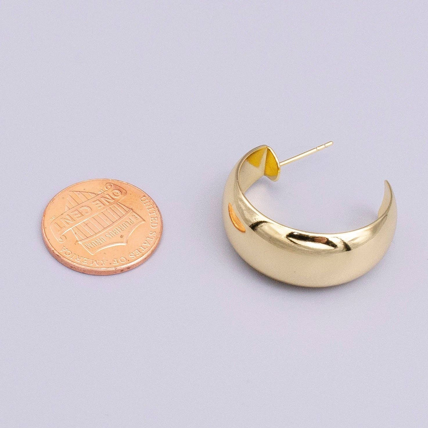 14K Gold Filled Wide Dome Hoop Earrings