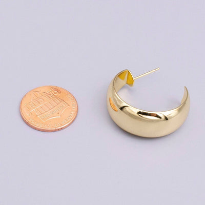 14K Gold Filled Wide Dome Hoop Earrings