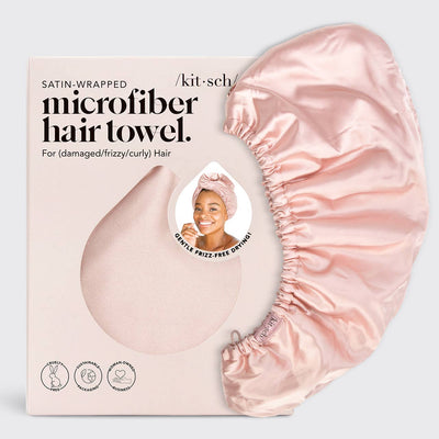 Satin-Wrapped Microfiber Hair Towel