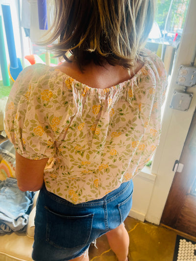 Vintage Floral Peasant Blouse