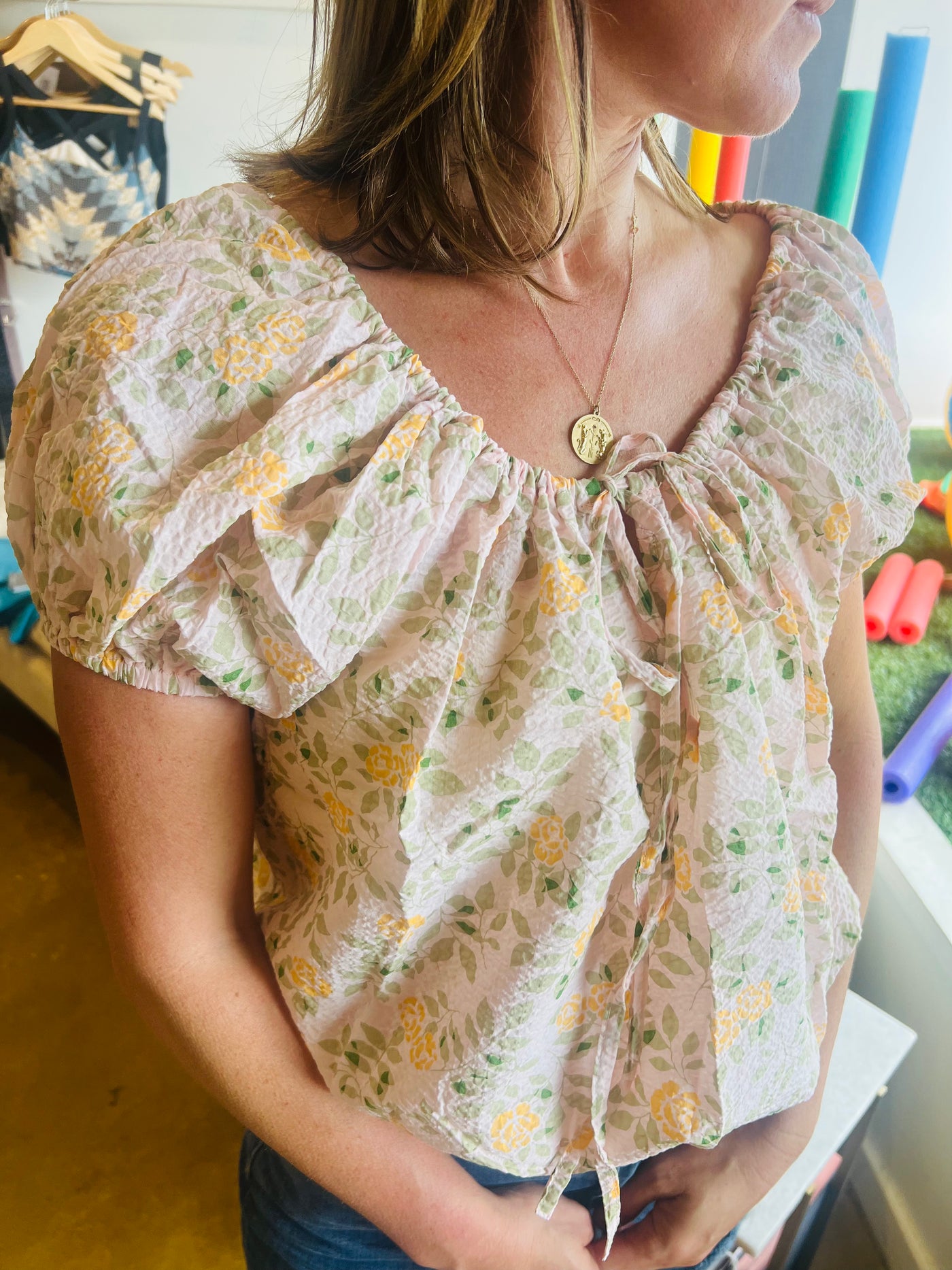 Vintage Floral Peasant Blouse