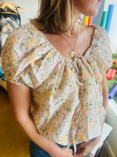 Vintage Floral Peasant Blouse