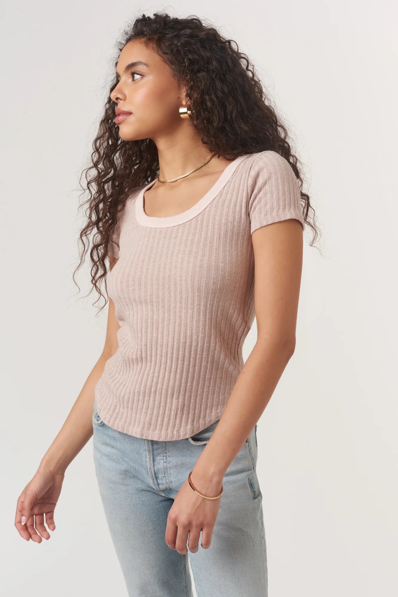 Julie Scoop Neck Sweater Rib Tee
