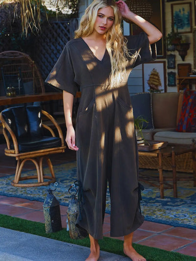 Washed Oversized Wide-Leg Jumpsuit