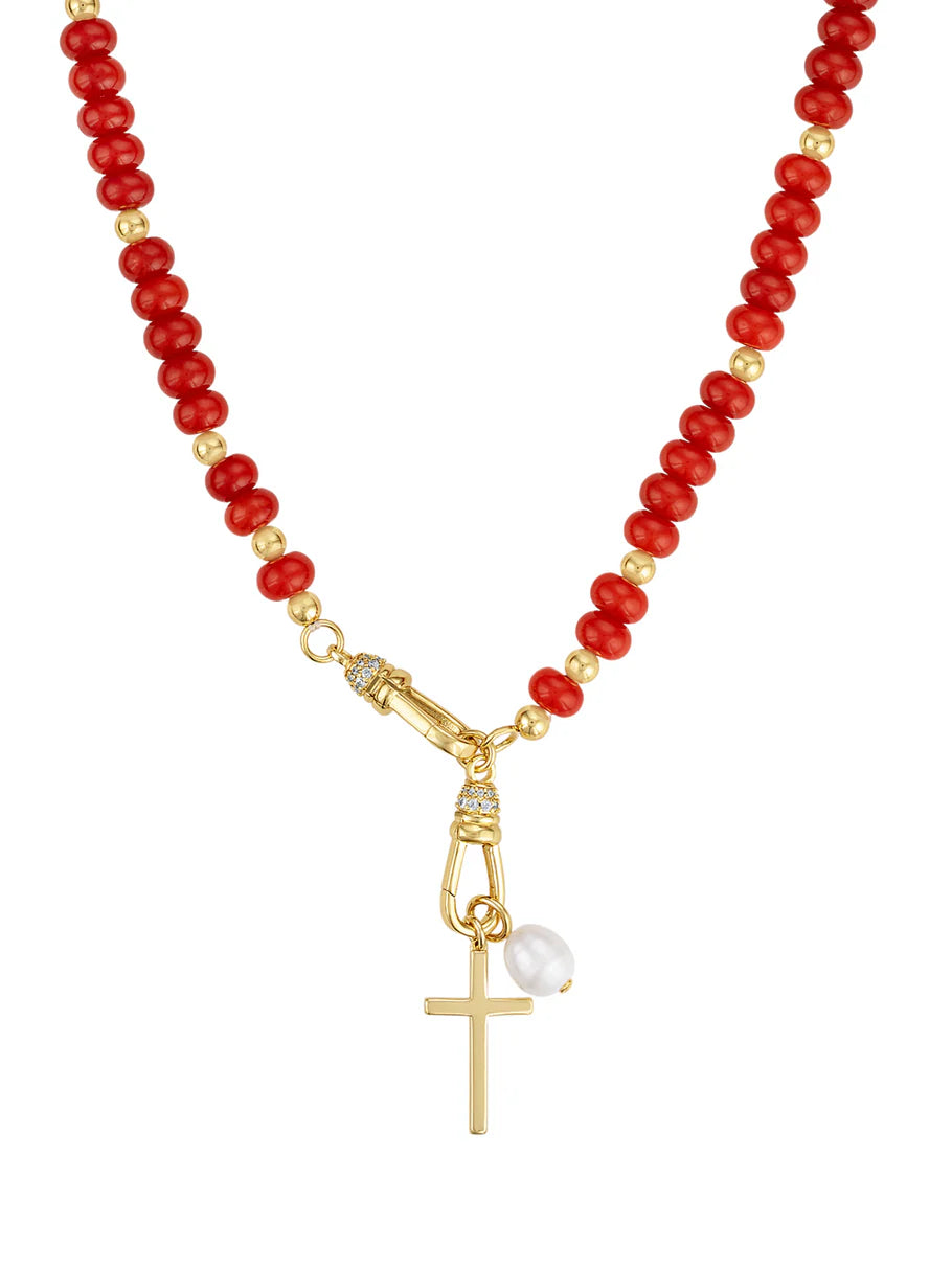 Katherine Cross Gemstone Necklace