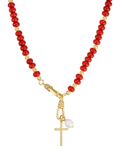 Katherine Cross Gemstone Necklace