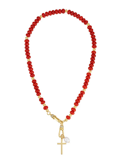 Katherine Cross Gemstone Necklace