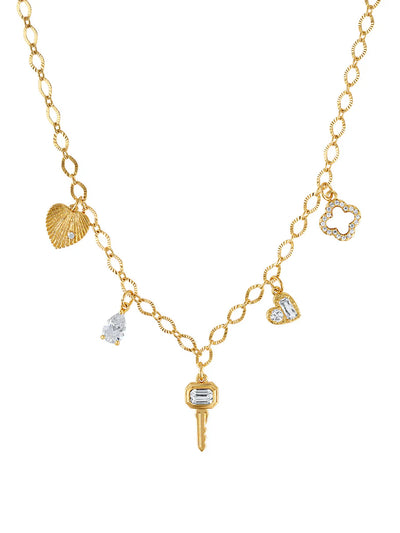 Key Hearts Charm Necklace