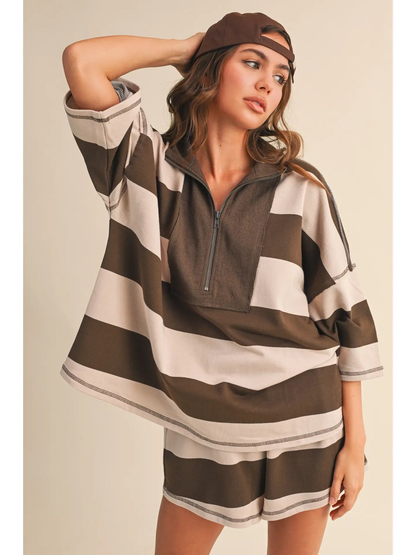 Striped Pattern Pull-On Top