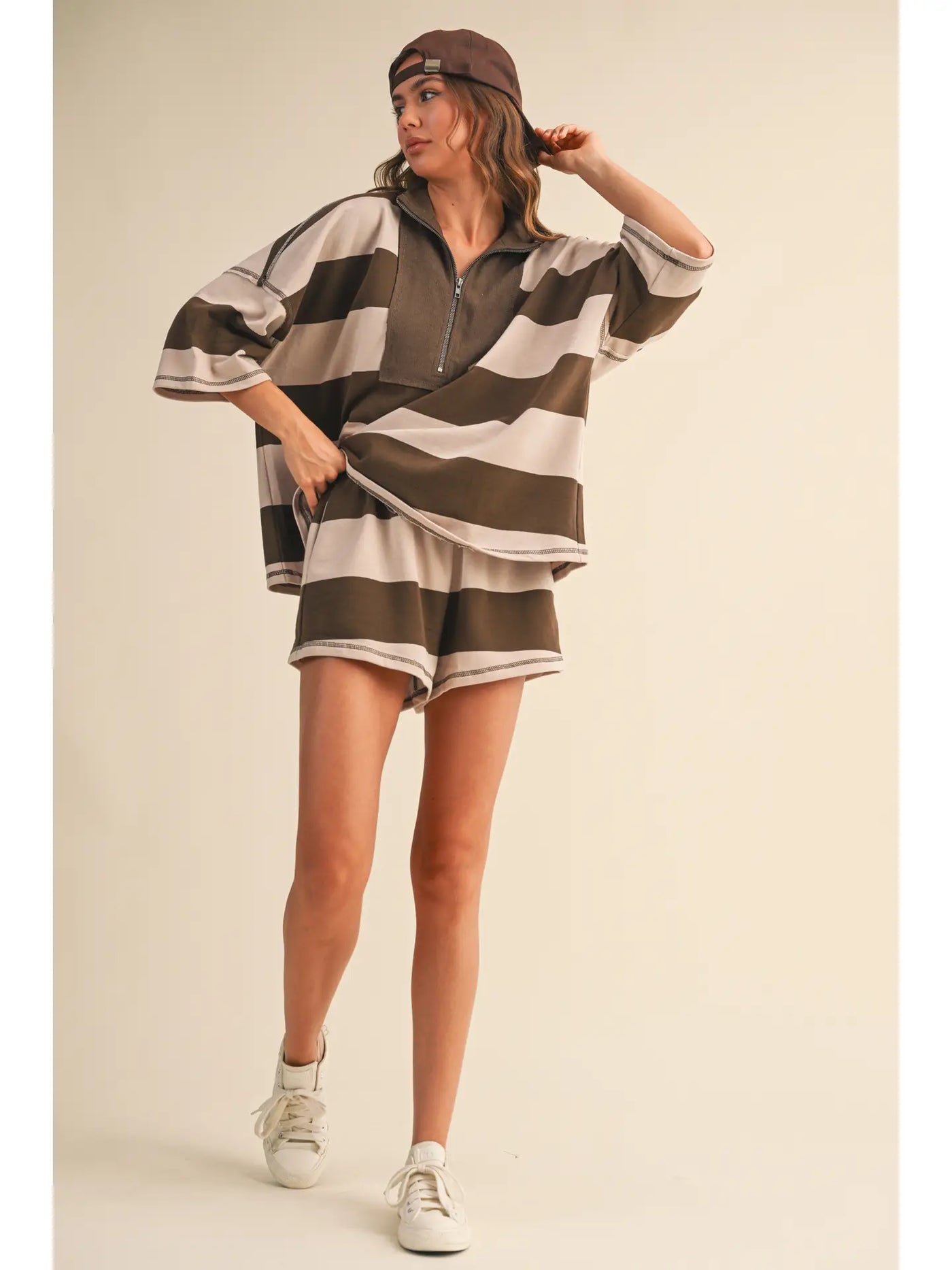 Striped Pattern Pull-On Top