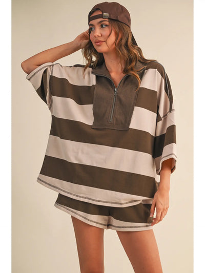 Striped Pattern Pull-On Top