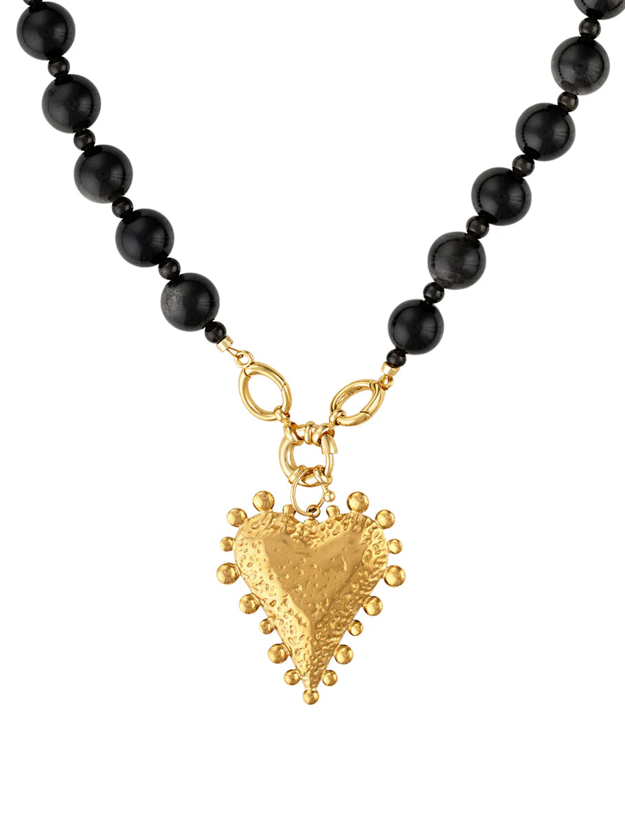 Lennon Gemstone Open Clasp Heart Necklace