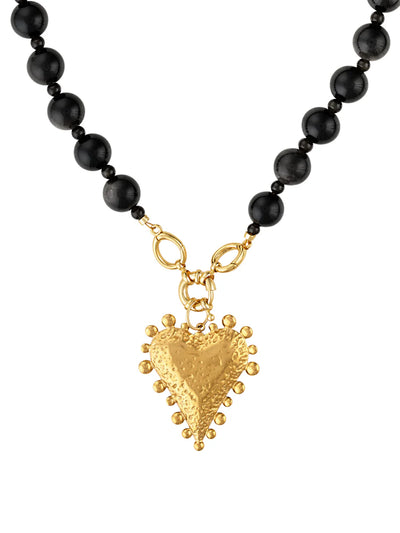 Lennon Gemstone Open Clasp Heart Necklace