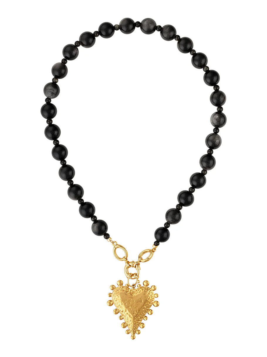 Lennon Gemstone Open Clasp Heart Necklace