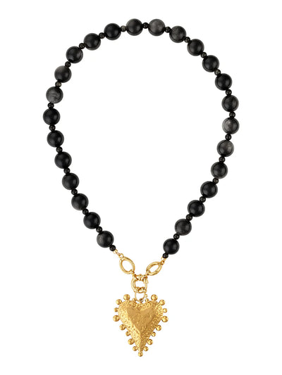 Lennon Gemstone Open Clasp Heart Necklace