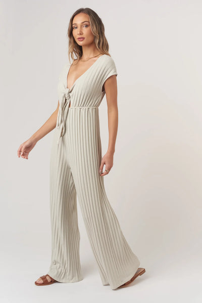 Lowa Tie Front Rib Jumpsuit