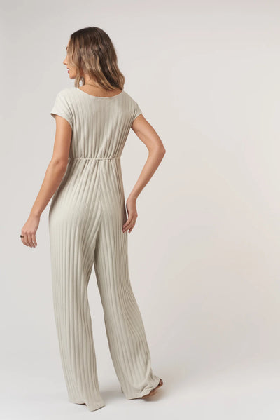 Lowa Tie Front Rib Jumpsuit
