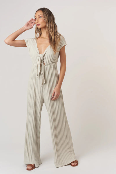 Lowa Tie Front Rib Jumpsuit