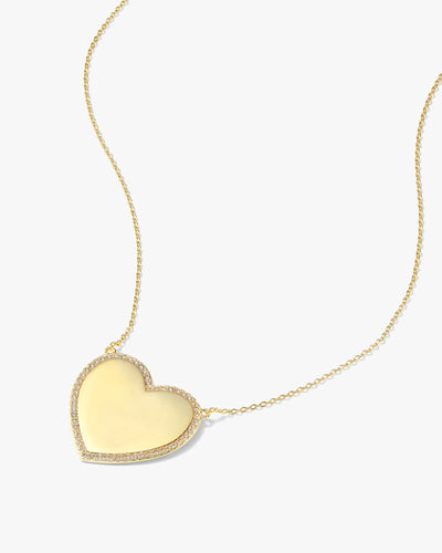 XL You Have My Pave Heart Necklace 15" | Melinda Maria