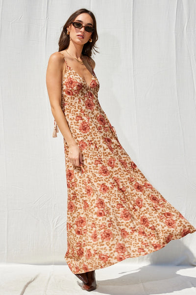 Printed Open Back Maxi Dress