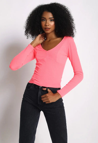 V-Neck Long Sleeve Top
