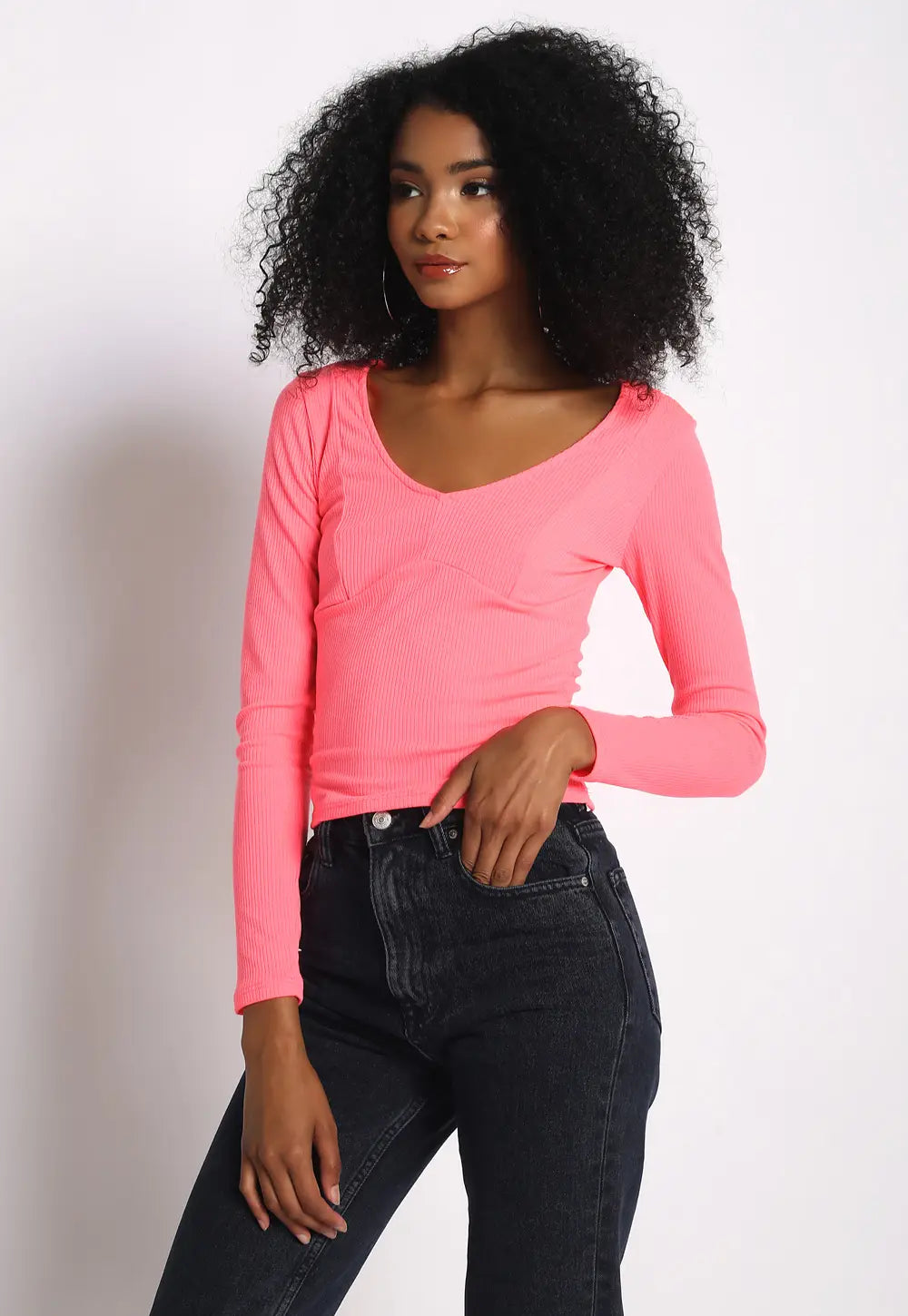 V-Neck Long Sleeve Top