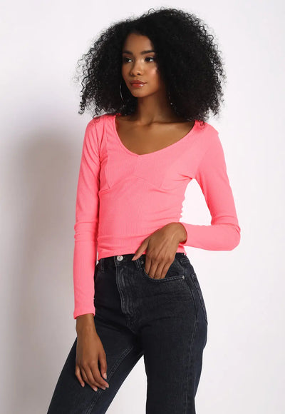 V-Neck Long Sleeve Top