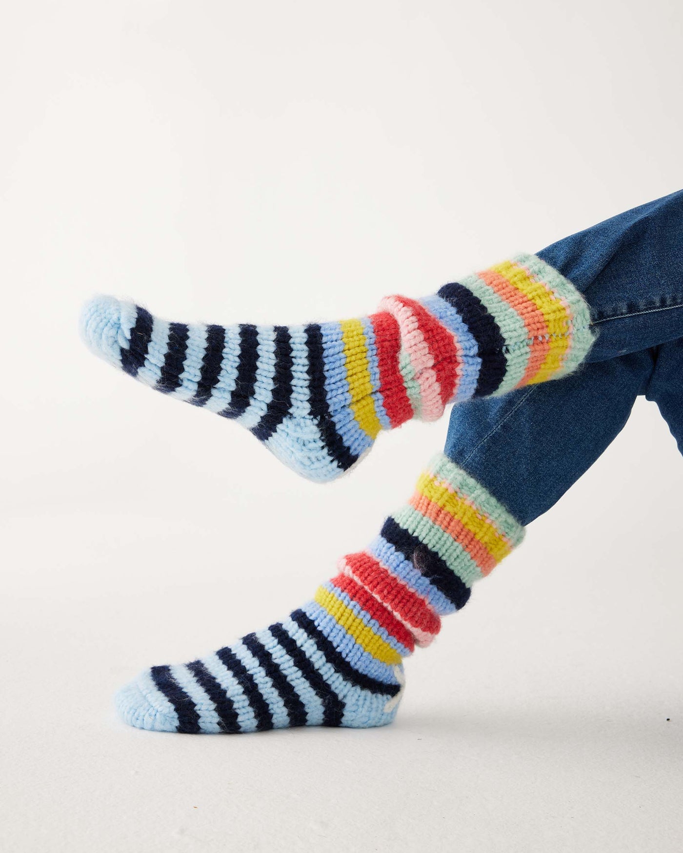 Sailor Love XO Slipper Socks - Rainbow Stripe I Mer-Sea