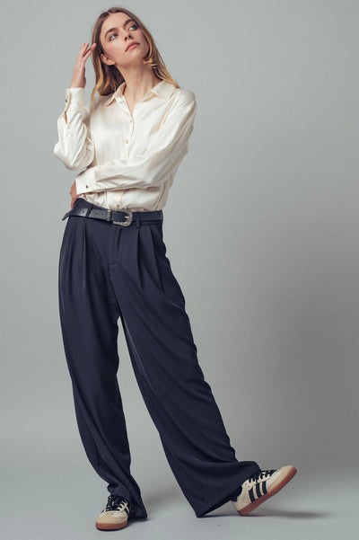 Satin Button Down Blouse