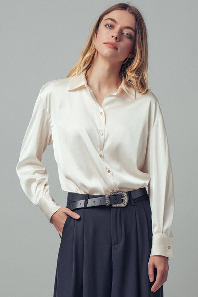 Satin Button Down Blouse